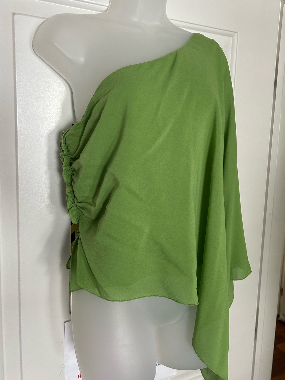 MAX STUDIO Asymmetrical One-Shoulder Silk Blouse